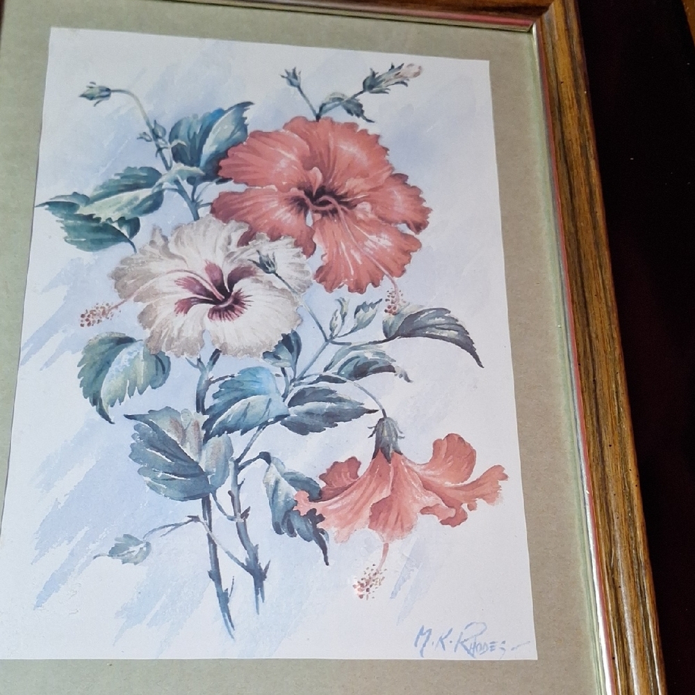 Vintage Floral Art Print By Margaret K. Rhodes From 1960s/1970s